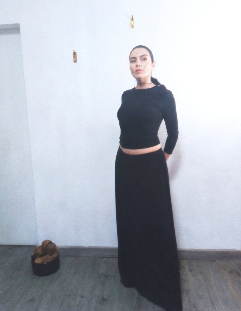 Jupe longue noire minimaliste fabriquée en France BOLD'AS