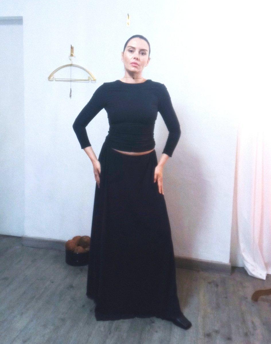 Jupe longue noire minimaliste fabriquée en France BOLD'AS