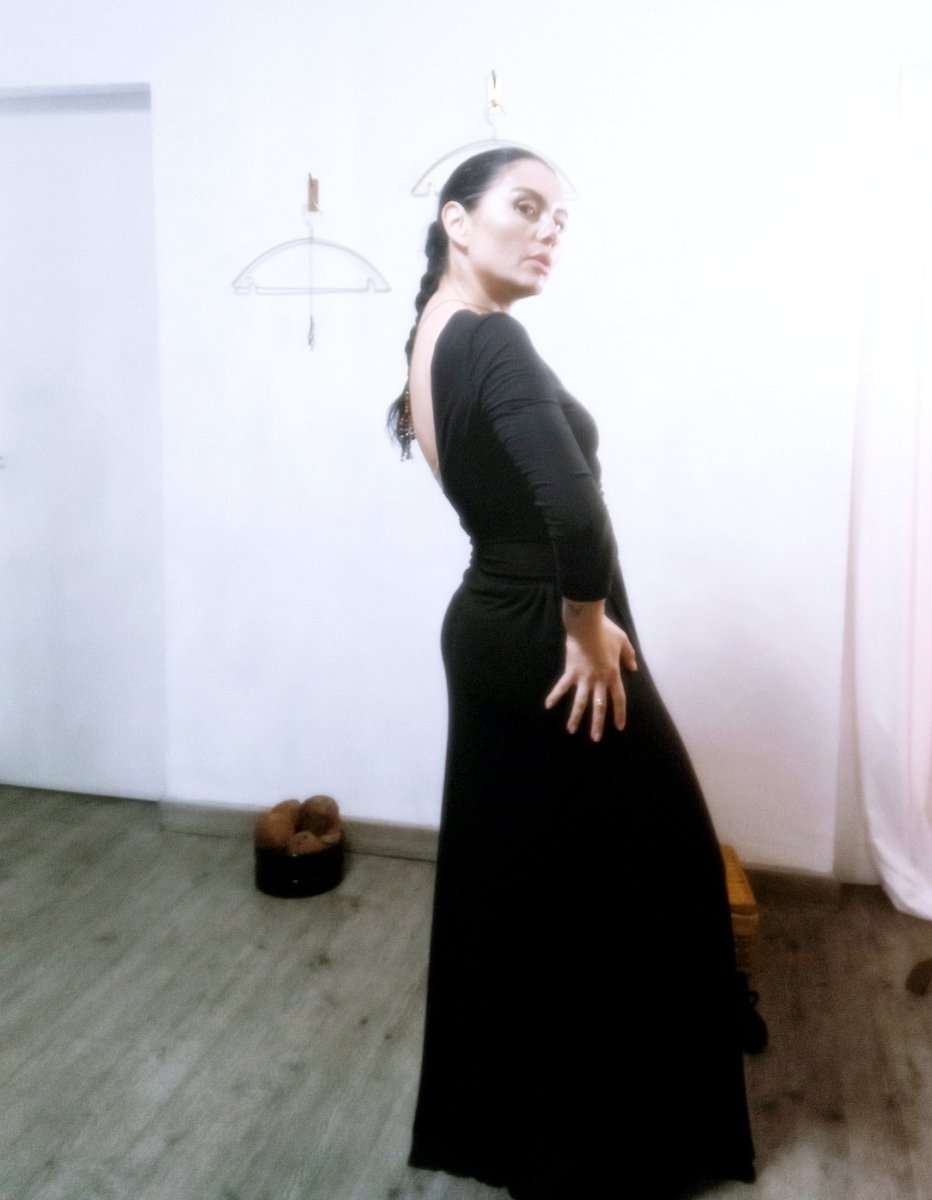 Jupe longue noire minimaliste fabriquée en France BOLD'AS