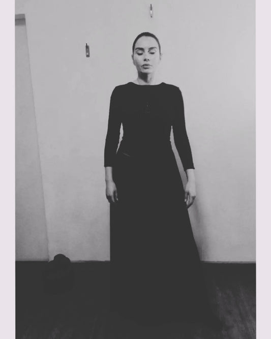 Jupe longue noire minimaliste BOLD'AS, fabrication française, laine modal coton