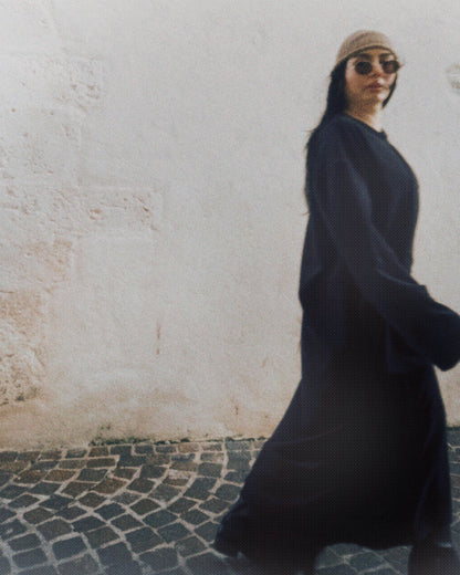 Robe longue noir boho velour