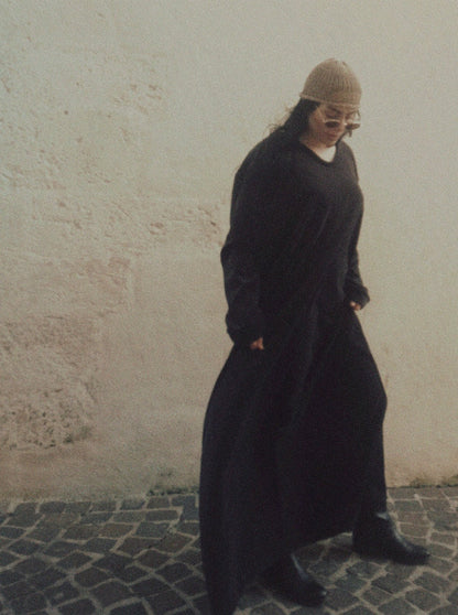 Robe longue noir boho velour