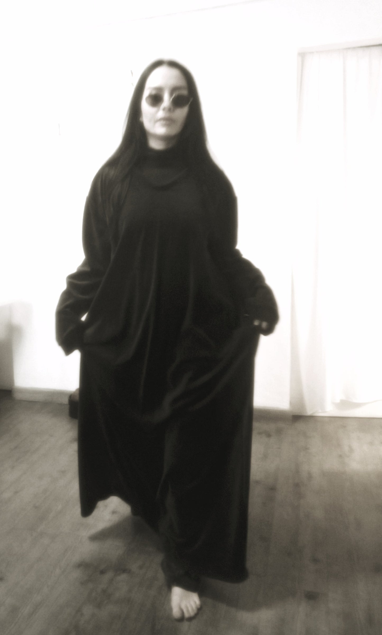 Robe longue noir boho velour