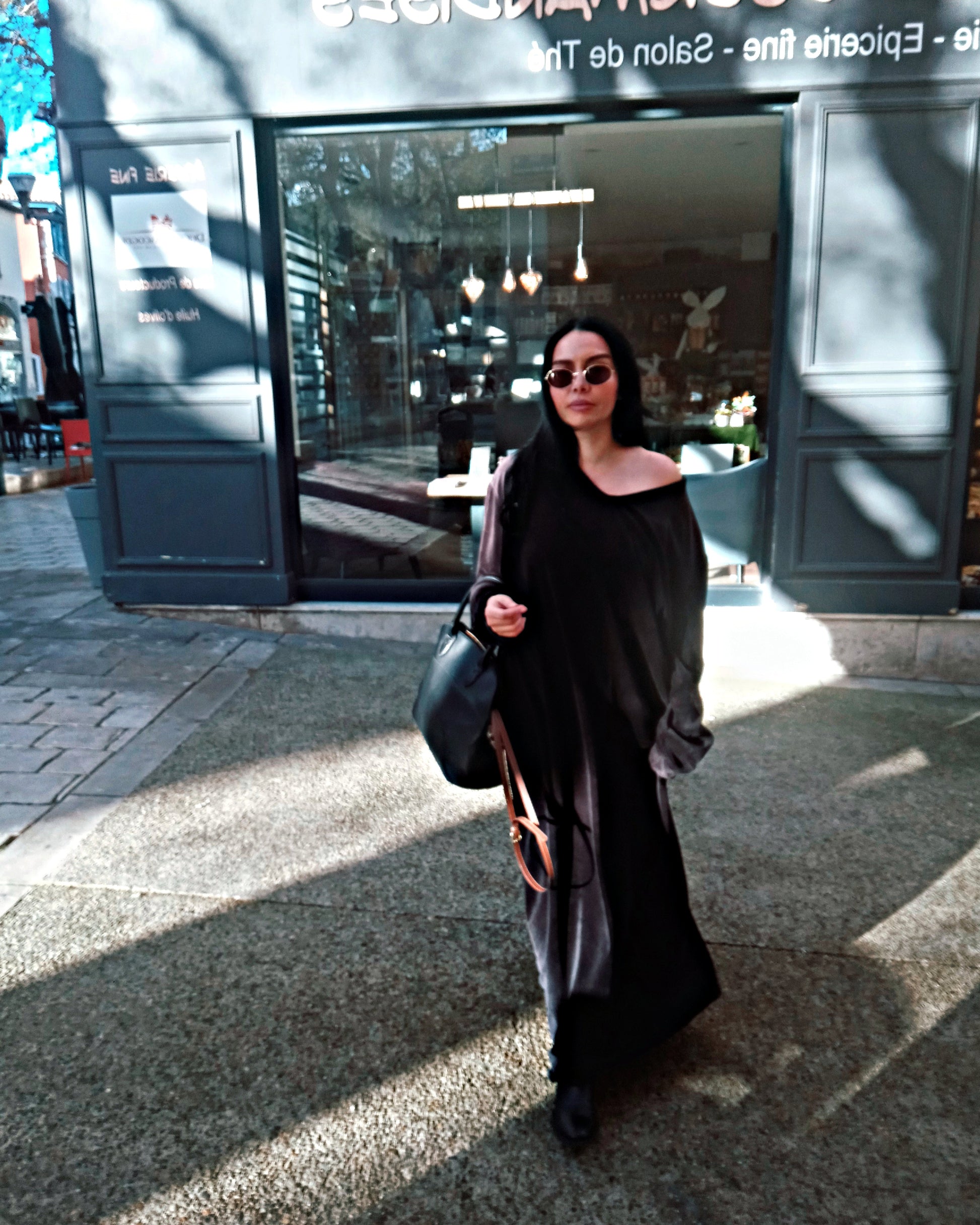 Robe longue noir boho velour